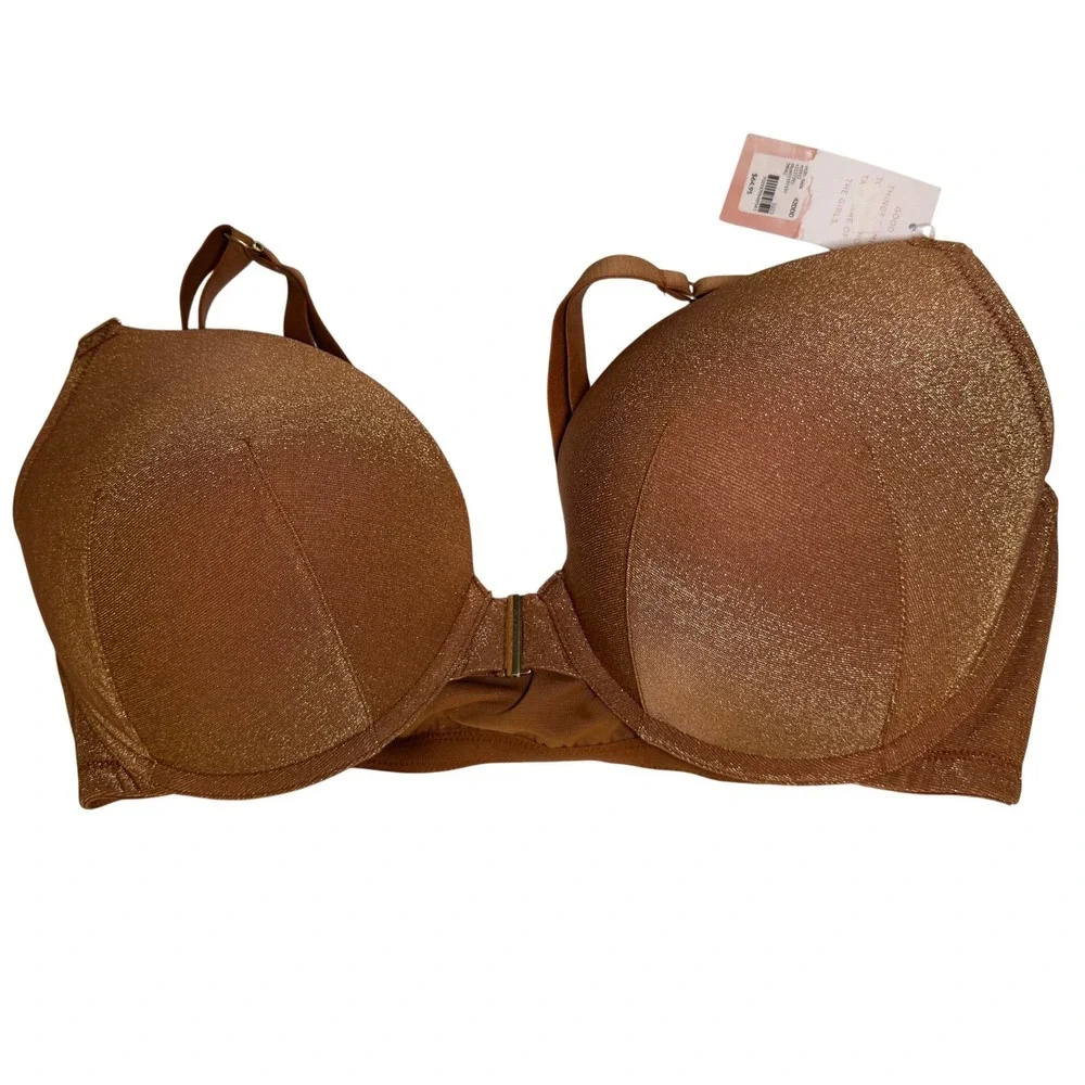 NWT Cacique Modern Collection Boost Plunge Bra Copper‎ Sparkle 42DDD